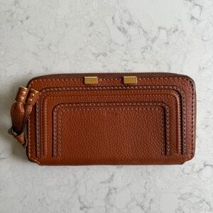 Chloe Marcie Tan Leather Long Zip Wallet